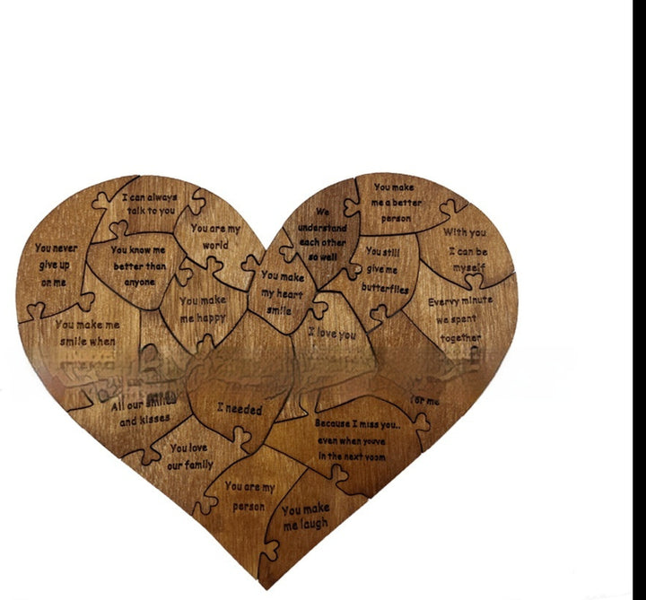 Reasons Why I Love You Wooden Heart Puzzle Valentine's Day Gift