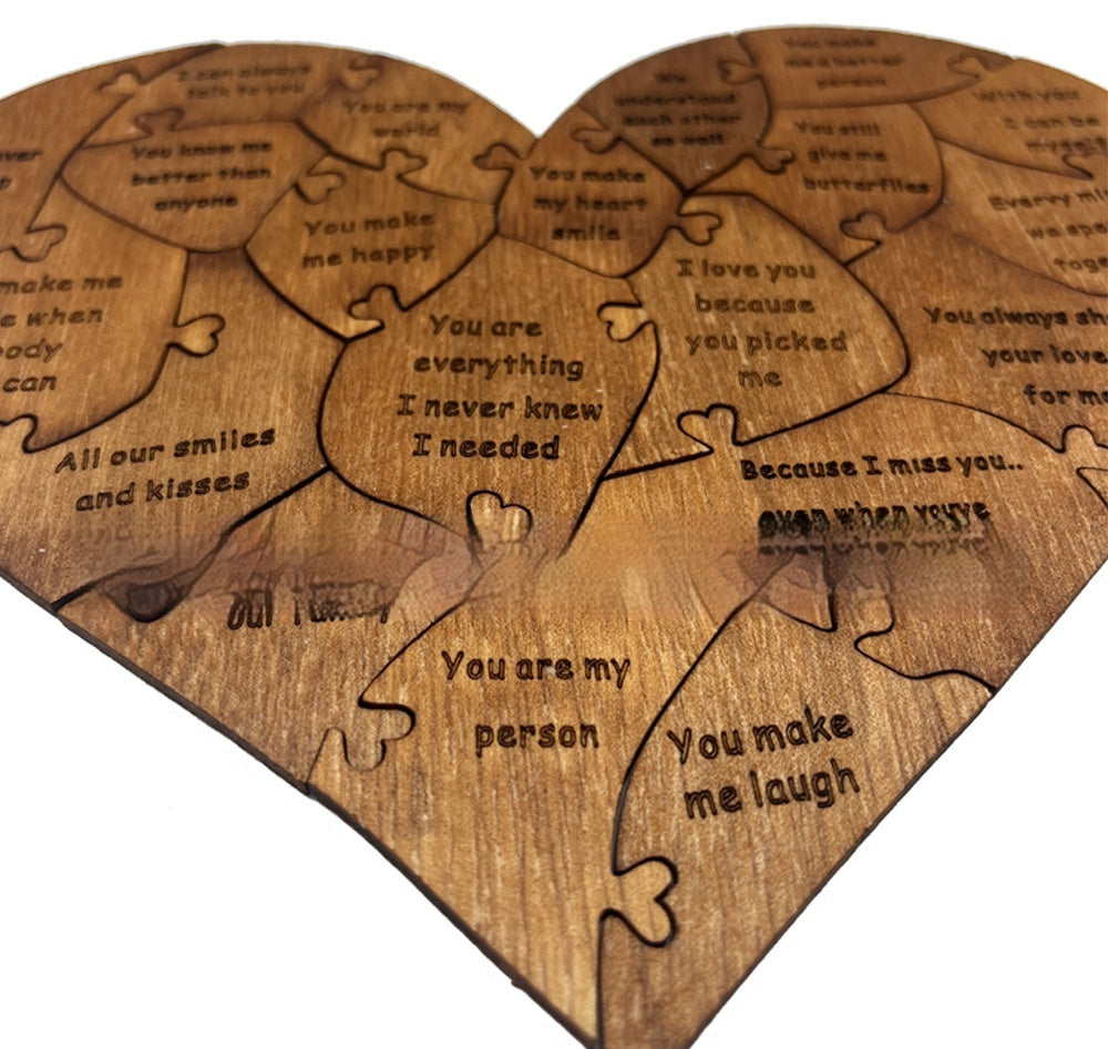 Reasons Why I Love You Wooden Heart Puzzle Valentine's Day Gift