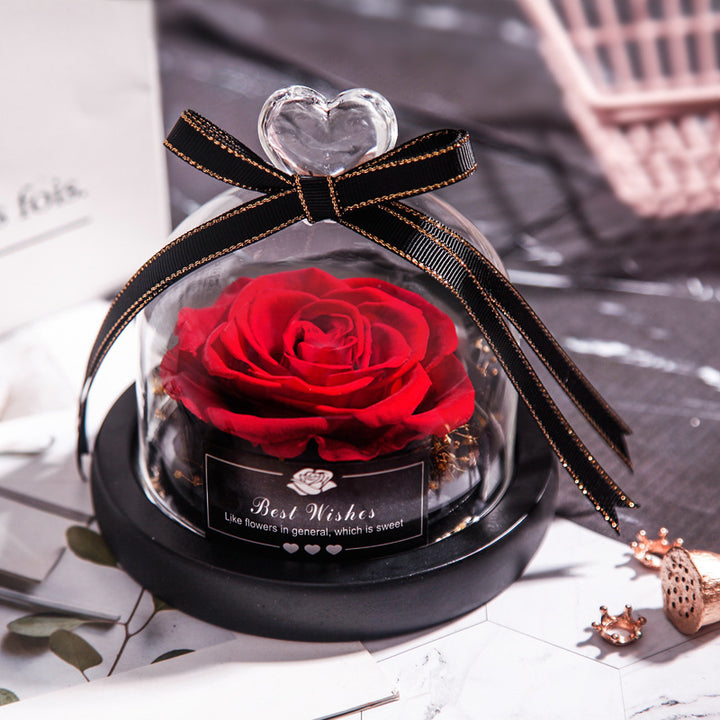 Valentine's Day Eternal Real Rose Home Decor With LED In Glass