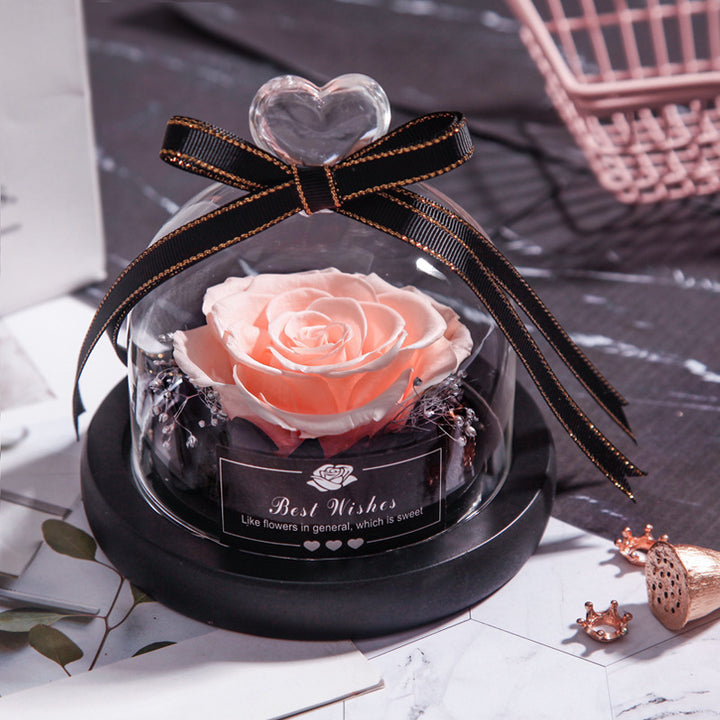 Valentine's Day Eternal Real Rose Home Decor With LED In Glass