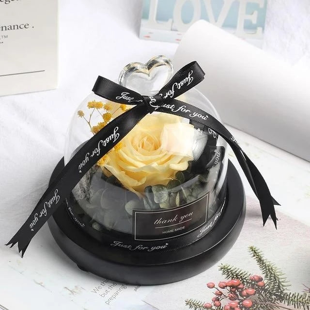 Valentine's Day Eternal Real Rose Home Decor With LED In Glass